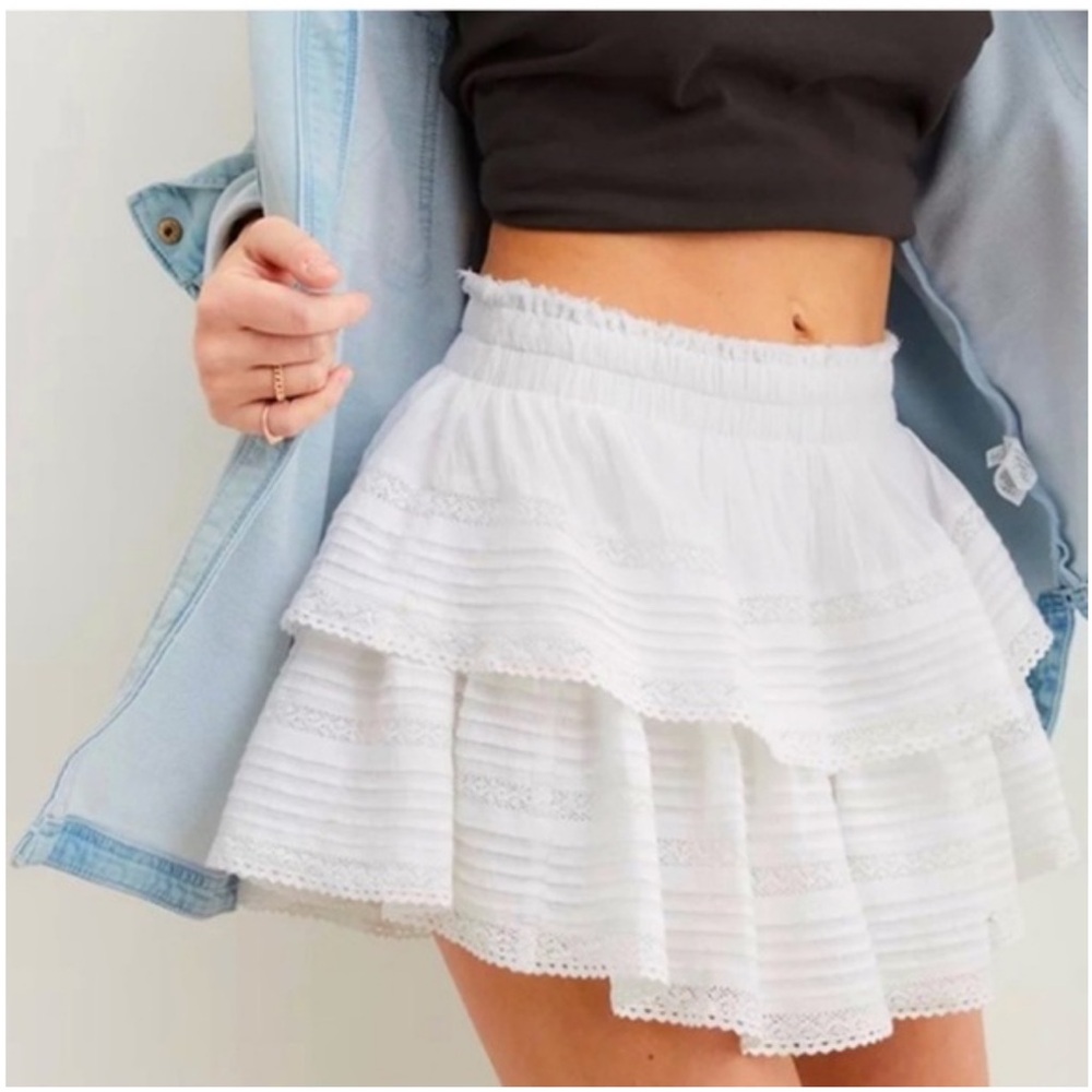 Aerie White Textured Skirt